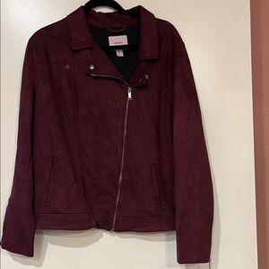 Old Navy Women's Deep Maroon Suede Like Bomber Jacket